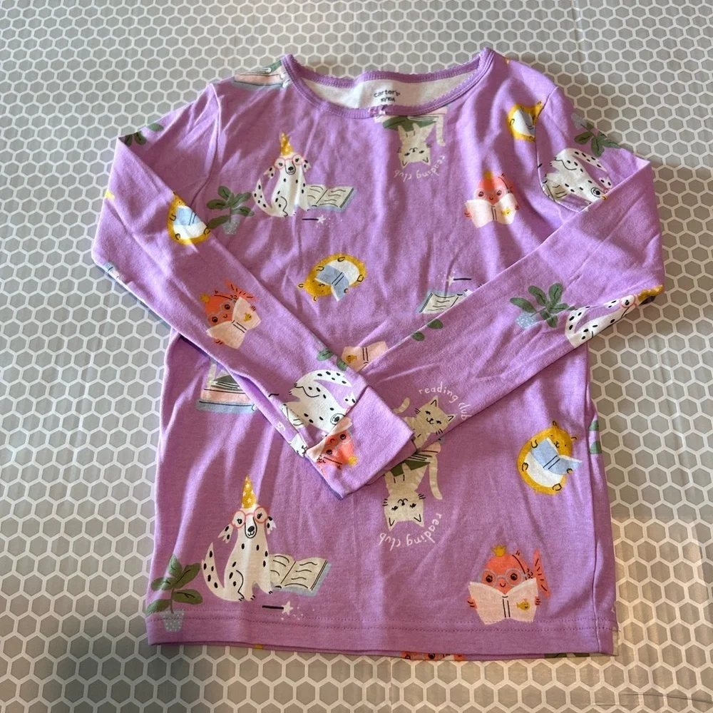 Carter's Lavender Animal & Book Print Pajama Set - Girls